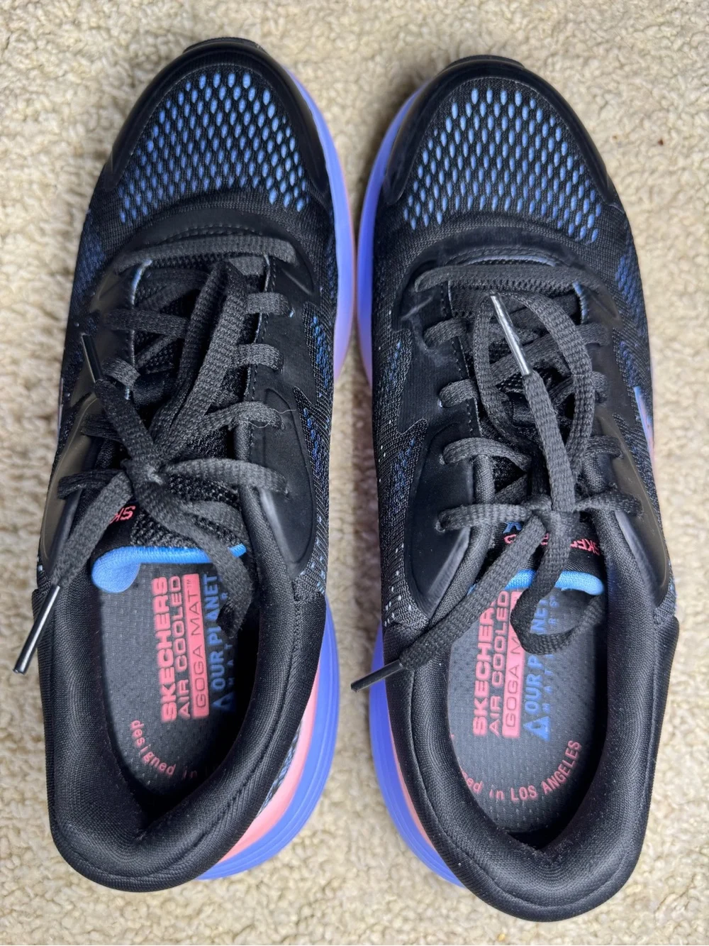 Skechers Women's GOwalk Max Walker Washable Slip on Black Multi Color Size7.5